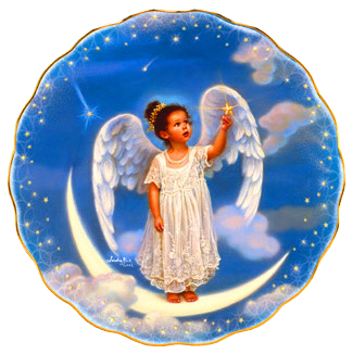 baby girl angel touch star on night sky
